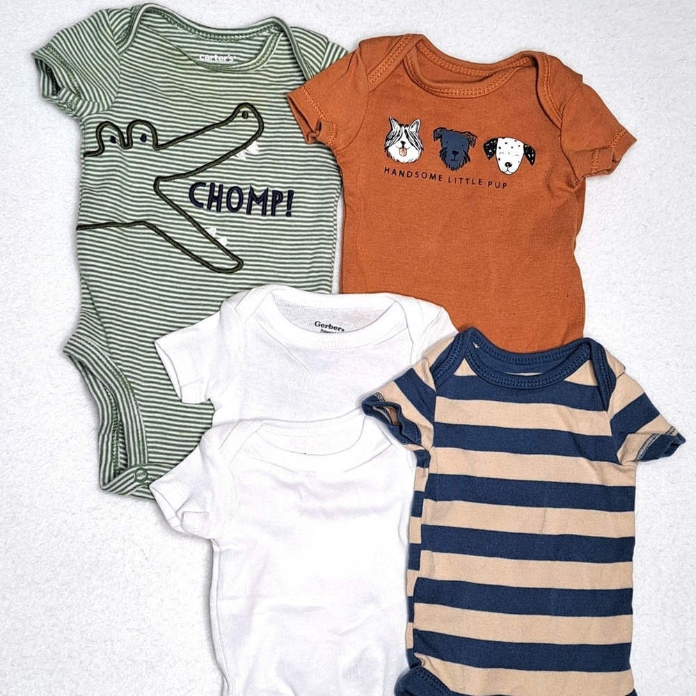 Newborn Baby Bodysuits 5 Piece Bundle Boy Carter's Gerber